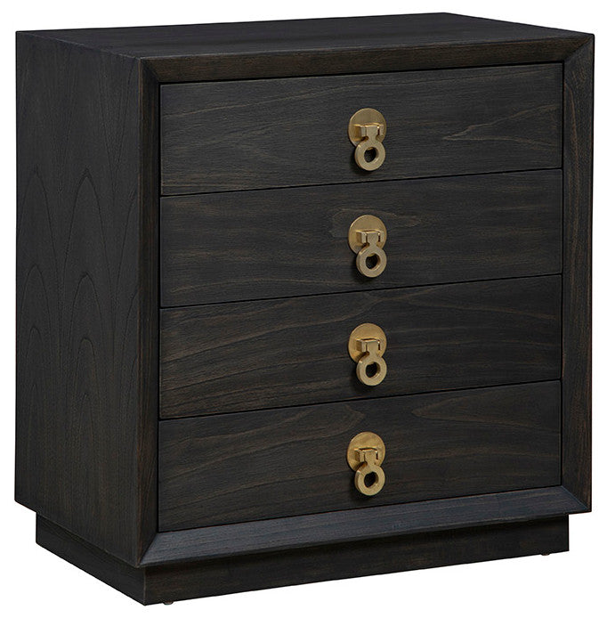 Small Buxton 4-Drawer Oak Chest, Charcoal