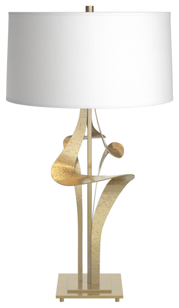 Antasia Table Lamp, Modern Brass, Natural Anna Shade