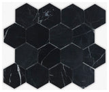 Neromarquina Honed 3" Hexagon Marble Mosaic