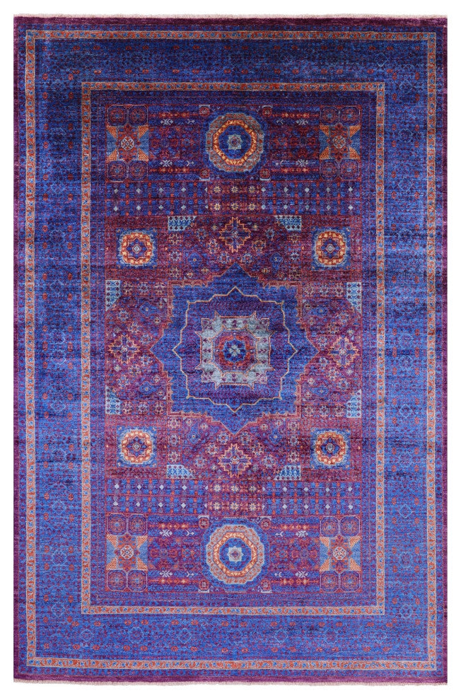 Mamluk Geometric Hand-Knotted Wool Rug 6' 6" X 10' 1" - Q12236