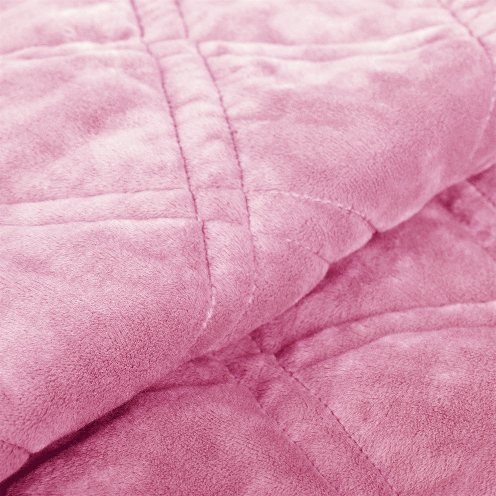 Supersoft Microplush Quilted 4-Piece Bed Spread Set, Pink, Queen