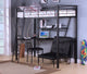 Senon Loft Bed With Desk, Silver and Black