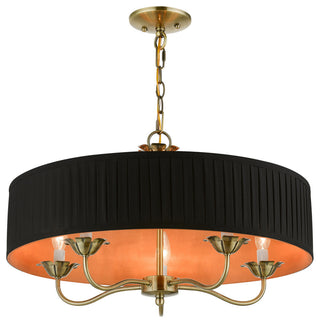 Livex Lighting 5 Light Antique Brass Pendant Chandelier