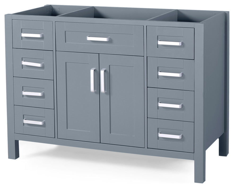 Grace Contemporary 48" Wood Single Sink Bathroom Vanity With Marble Counter Top, Gray
