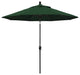 9' Matted Black Push-Button Tilt Crank Aluminum Umbrella, Hunter Green Pacifica