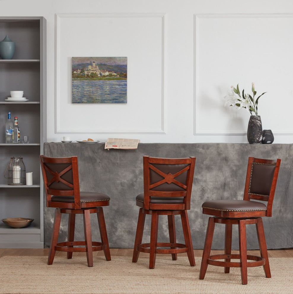 Broadmoor Swivel Stool, Cherry, 24"