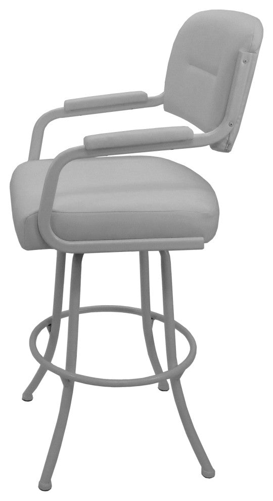Swivel Counter Metal Bar Stool, White Vinyl - White, 34"