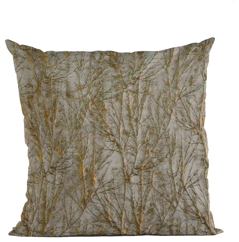 Patina Yarns Shiny Fabric With Twig Pattern Luxury Throw Pillow, 12"x20"