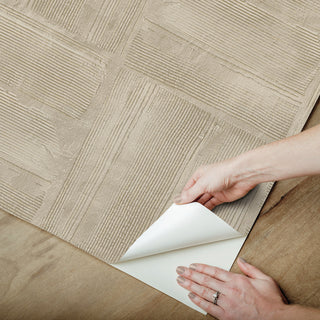 Taupe Dimensional Square Plaster Peel and Stick Wallpaper