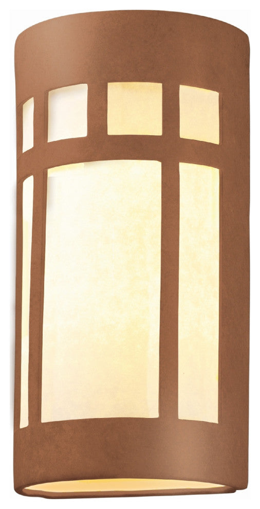 Ambiance Really Big Prairie Window Wall Sconce, Open Top/Bottom, Adobe, Standard