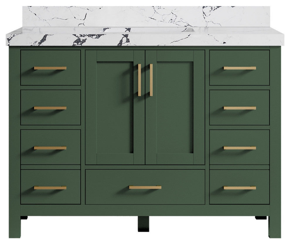 Malibu 48 Single Sink Bath Vanity in Lafayette Green 2" Viola Night