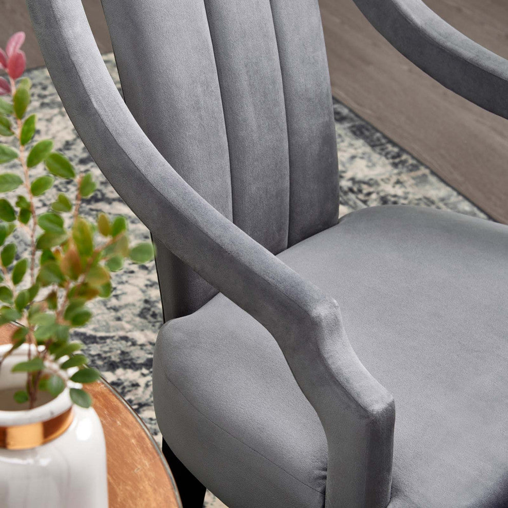 Virtue Performance Velvet Dining Chairs, Set of 2, Gray