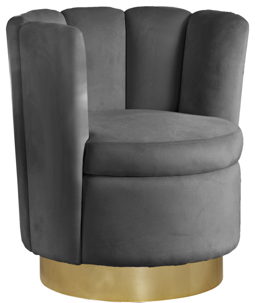 Lily Velvet Upholstered Accent Chair, Gray