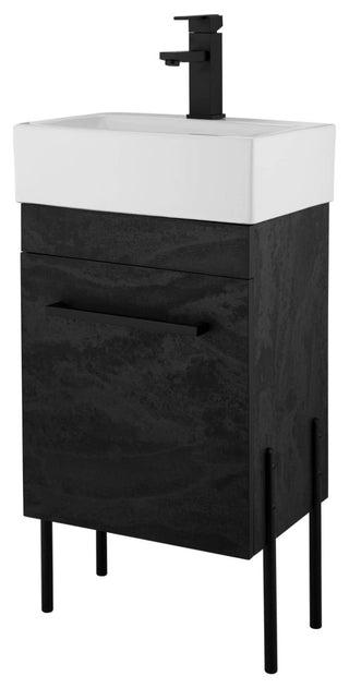 Fine Fixtures Modern Vanity Set, Black Marble, 18", Black Hardware
