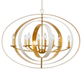 Luna 8-Light Chandelier, Matte White, Antique Gold