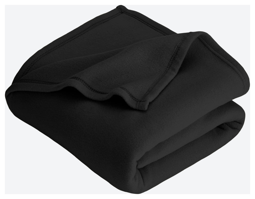 Bare Home Polar Fleece Lightweight Blanket, Black, Full / Queen