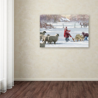 The Macneil Studio 'Feeding Sheep' Canvas Art, 30" x 47"
