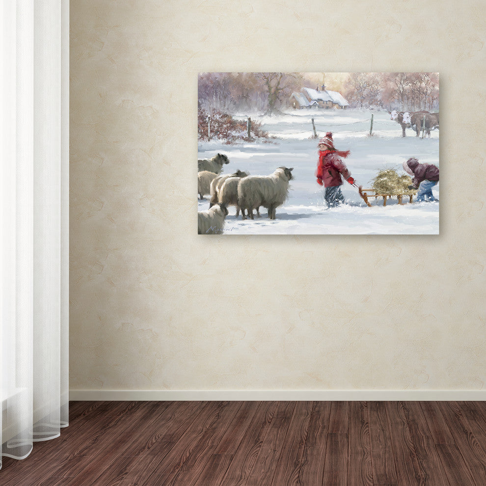 The Macneil Studio 'Feeding Sheep' Canvas Art, 30" x 47"