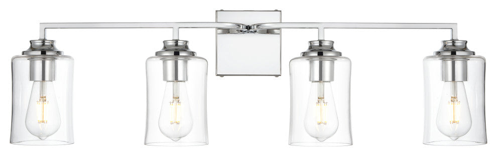 4 Light Chrome And Clear Bath Sconce