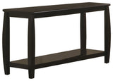 Benzara BM184885 Solid Wood Sofa Table, Slightly Rounded Shape, Dark Brown