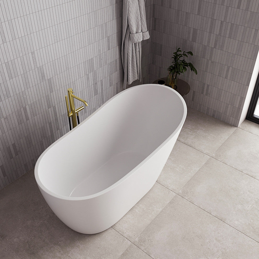 55" Streamline NDR-342-12-PBR Freestanding Tub, Tray, Drain in Polished Brass