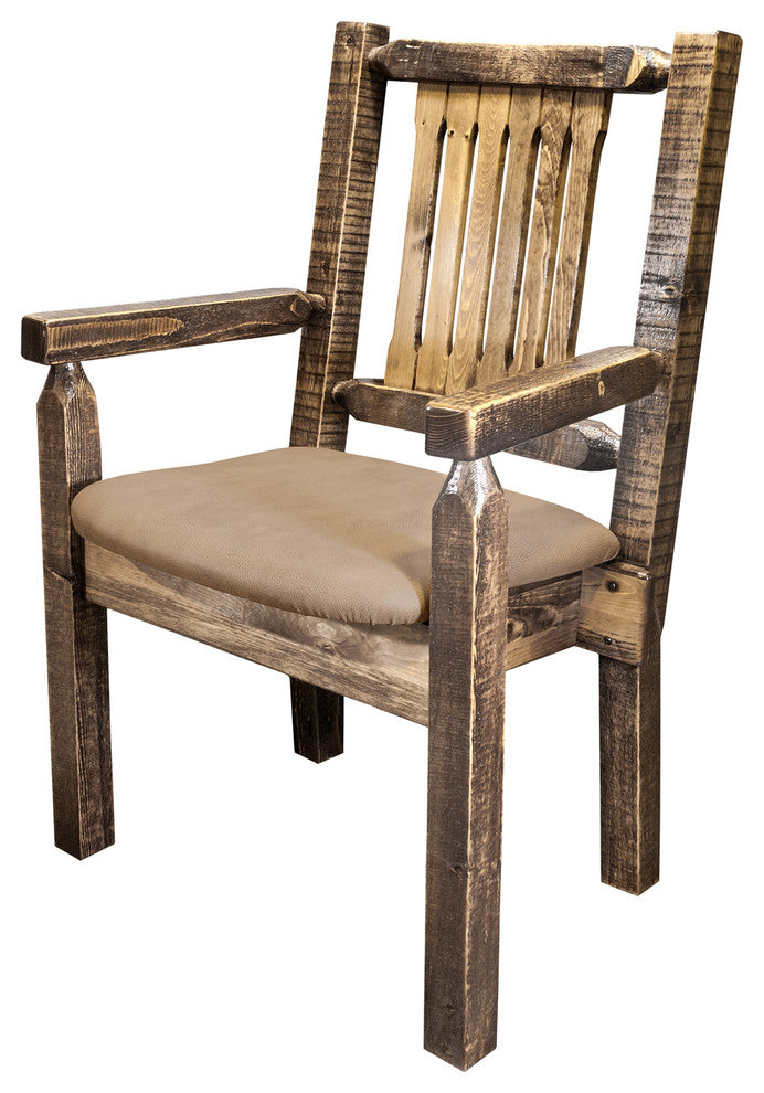 Captain's Chair, Stain and Clear Finish, Buckskin Pattern
