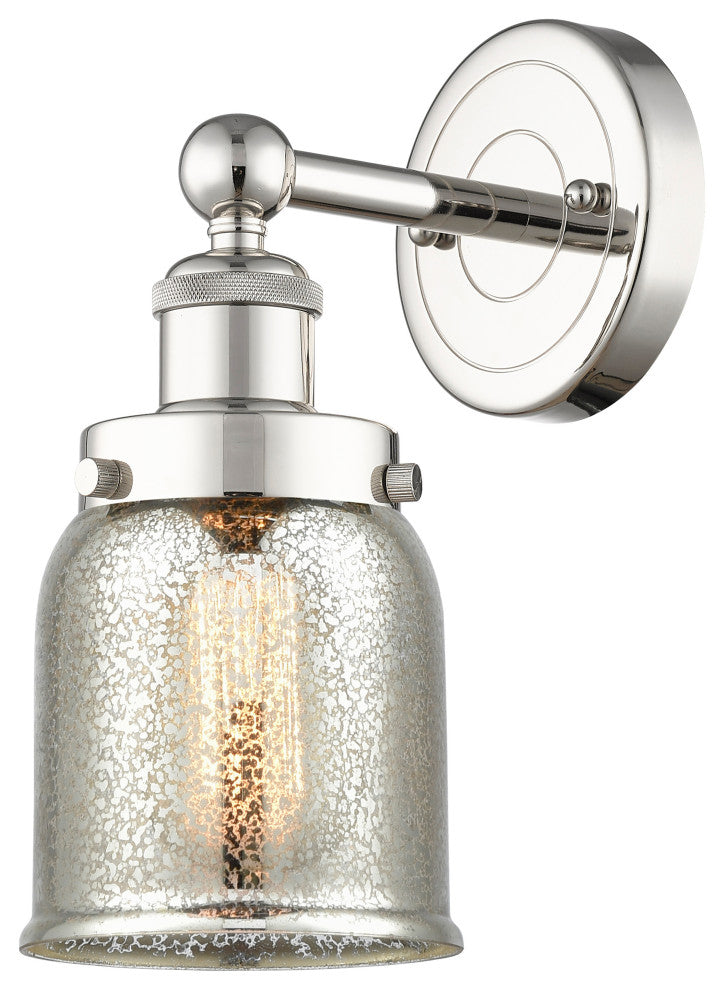 Small Bell 1-Light 7" Sconce, Polished Nickel Finish, Mercury Shade