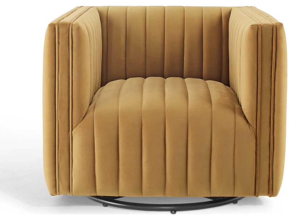 Tufted Armchair Accent Chair, Velvet, Brown, Modern, Living Lounge Hospitality