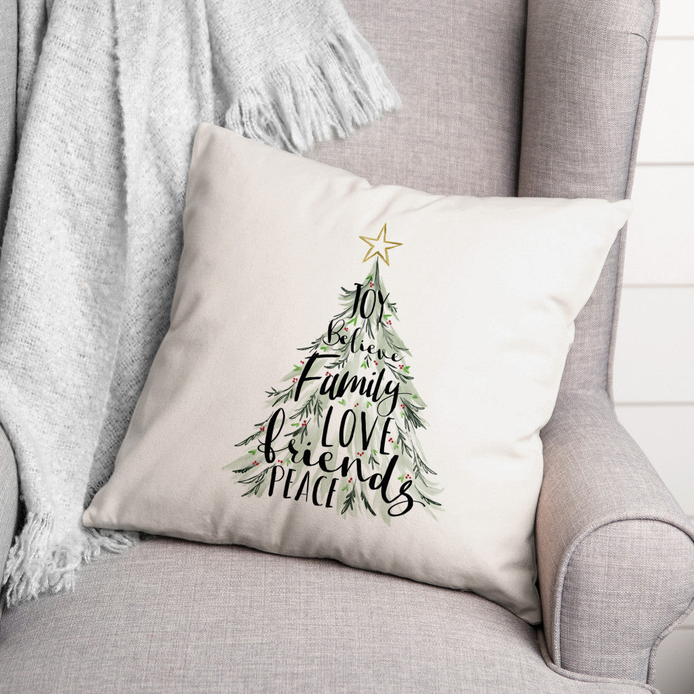 Christmas Tree Words 16x16 Spun Poly Pillow
