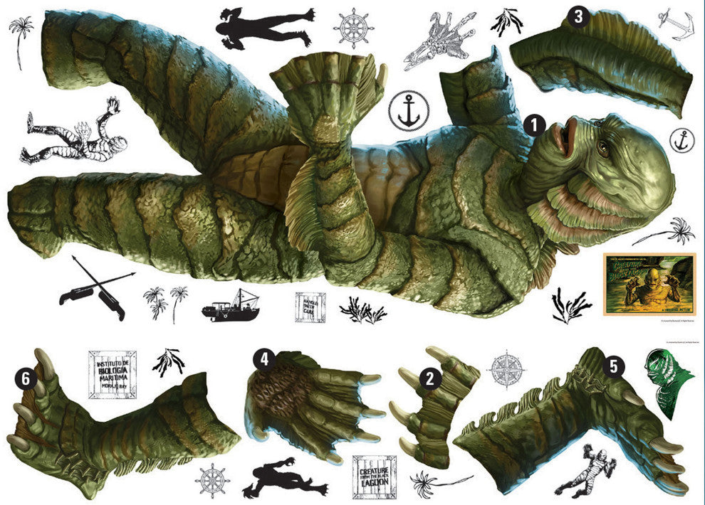 Classic Monsters Creature From The Black Lagoon Giant Peel and Stick Wall Decals