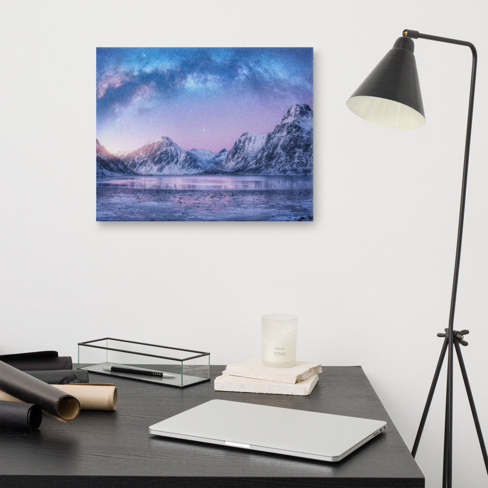 Milky Way Lofoten Islands, Norway Landscape Photo Canvas Wall Art Prints, 16" X 20"
