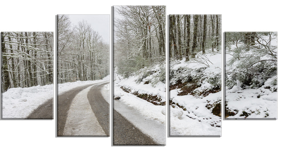 Snow Storm at Piornedo Spain, Large Landscape Canvas Art, 60"x32", 5 Panels