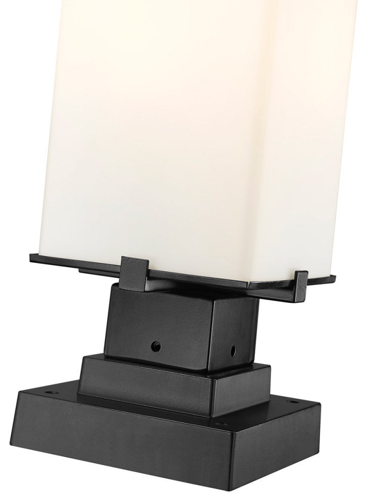 Zlite 593PHMS-SQPM-BK 2-Light Outdoor Pier Mounted Fixture, White Opal