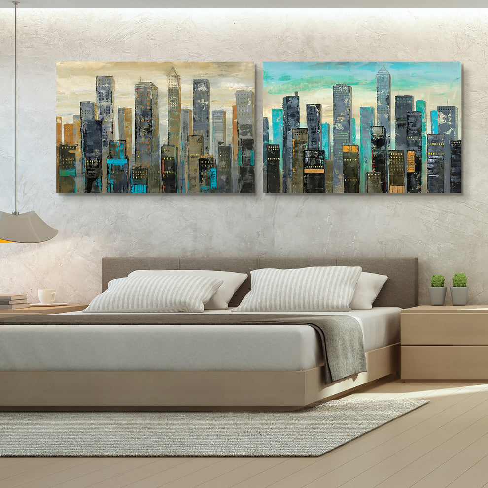 "Urban Lights" Glass Wall Art Frameless Free Floating Tempered Glass Print
