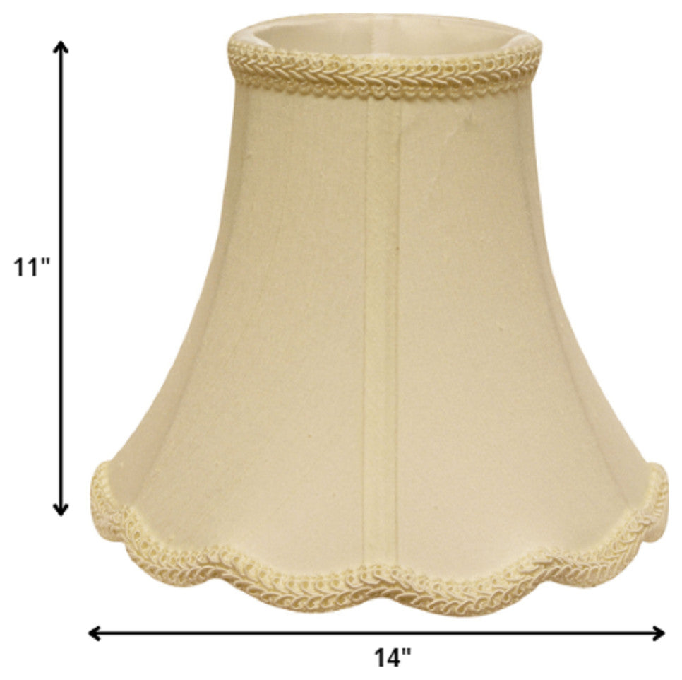 14" Ivory Slanted Scallop Bell Monay Shantung Lampshade
