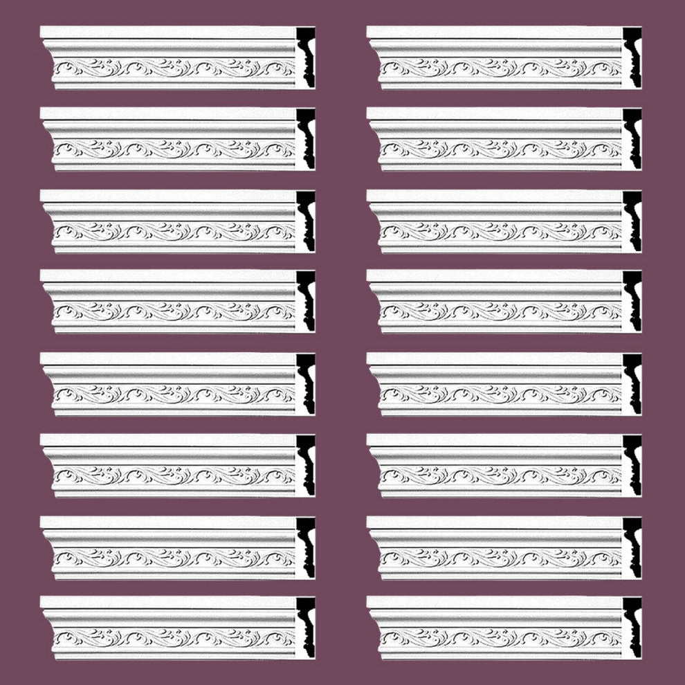 Crown Molding White Urethane Savanah Design 16 Pieces Totaling 1504" Length