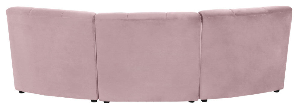 Limitless Velvet Upholstered 3-Piece Modular Sectional, Pink