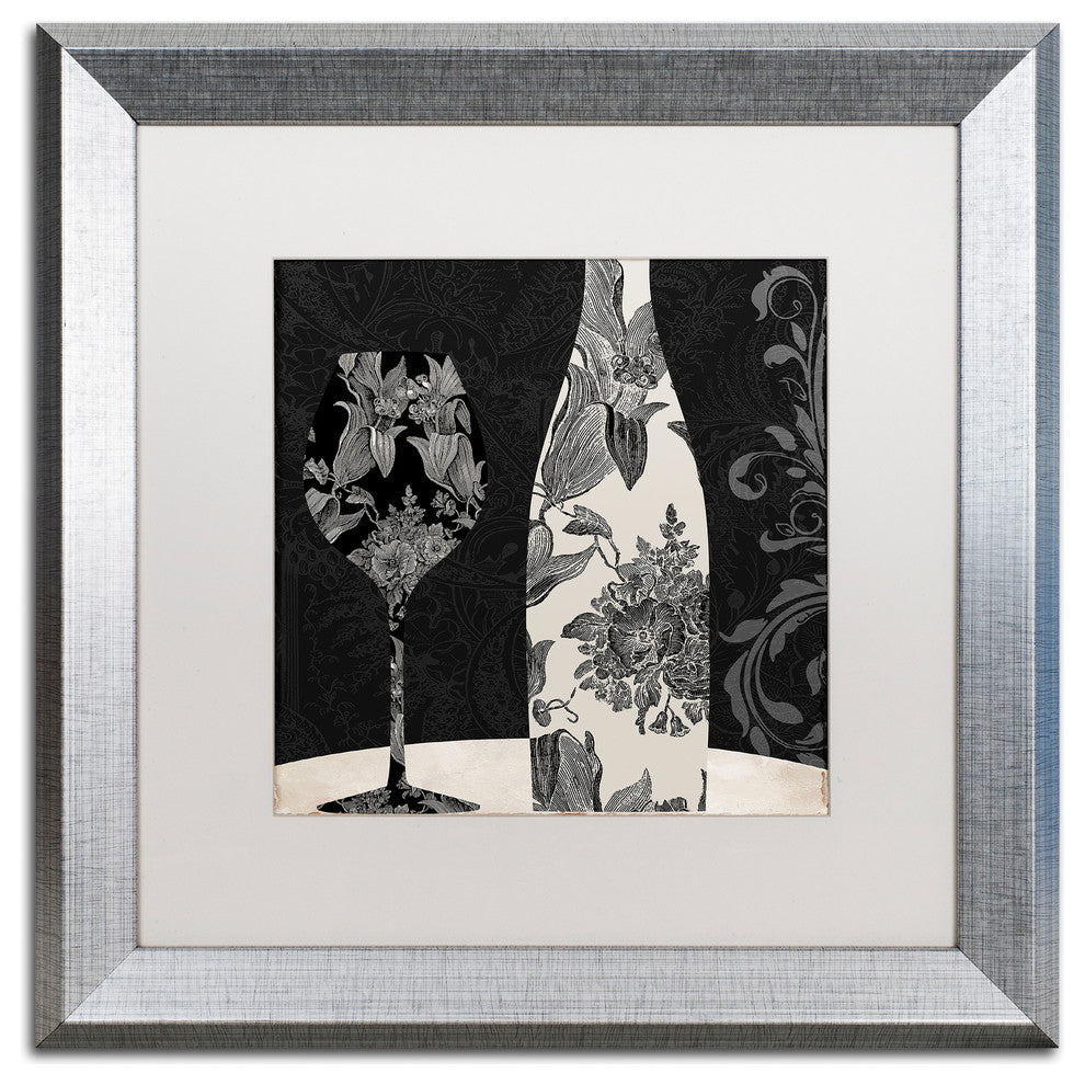 Color Bakery 'Vin Elegant I' Art, Silver Frame, White Matte, 16"x16"