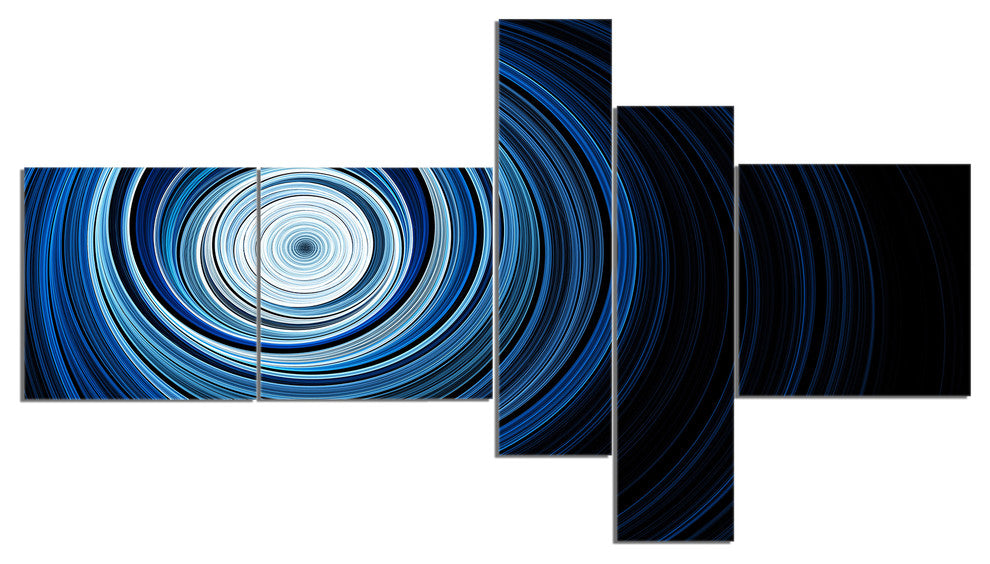 Endless Tunnel Light Blue Ripples, Abstract Canvas art print, 60"x32", 5 panels