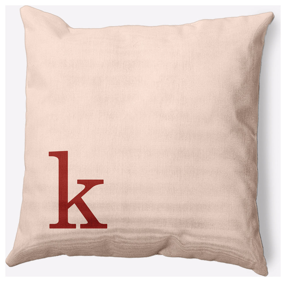 18" x 18" Modern Monogram Indoor/Outdoor Polyester Throw Pillow, Maple Red