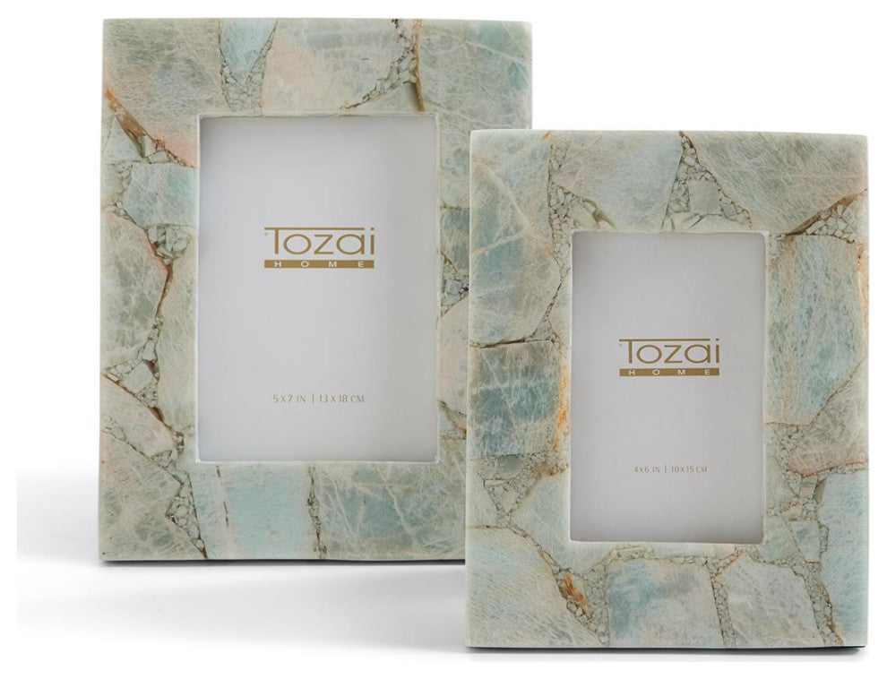Two's Company Amazonite Set of 2 Photo Frame in Gift Box ( 4" x 6" & 5" x 7")