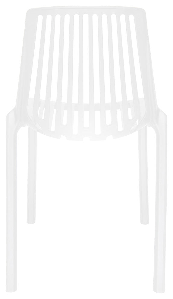 LeisureMod Acken Mid-Century Modern Plastic Dining Chair, White