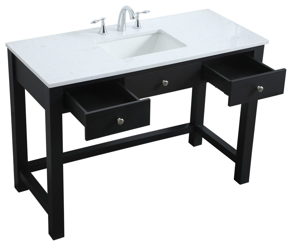 48" ADA Compliant Bathroom Vanity, Black