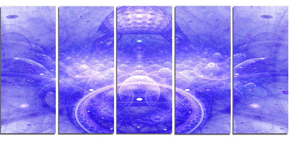 Infinite Blue Boundaries of World, Floral Canvas Art Print, 60"x28", 5 Panels