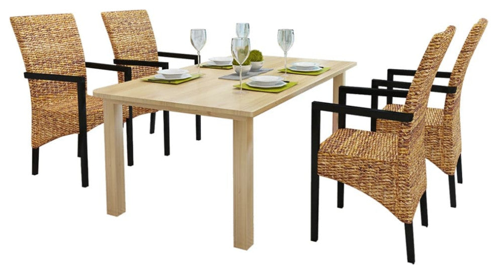 vidaXL Dining Chairs 4 pcs Abaca and Solid Mango Wood