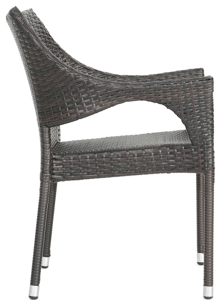 GDF Studio Miranda Outdoor Mix Mocha Wicker Stacking Dining Chairs, Set of 4