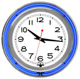 Neon Wall Clock - 14-Inch Round Battery-Operated Analog Quartz Timepiece