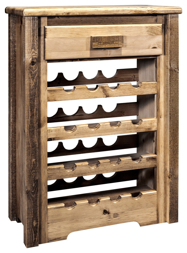 Homestead Collection Wine Cabinet, Stain and Clear Lacquer Finish
