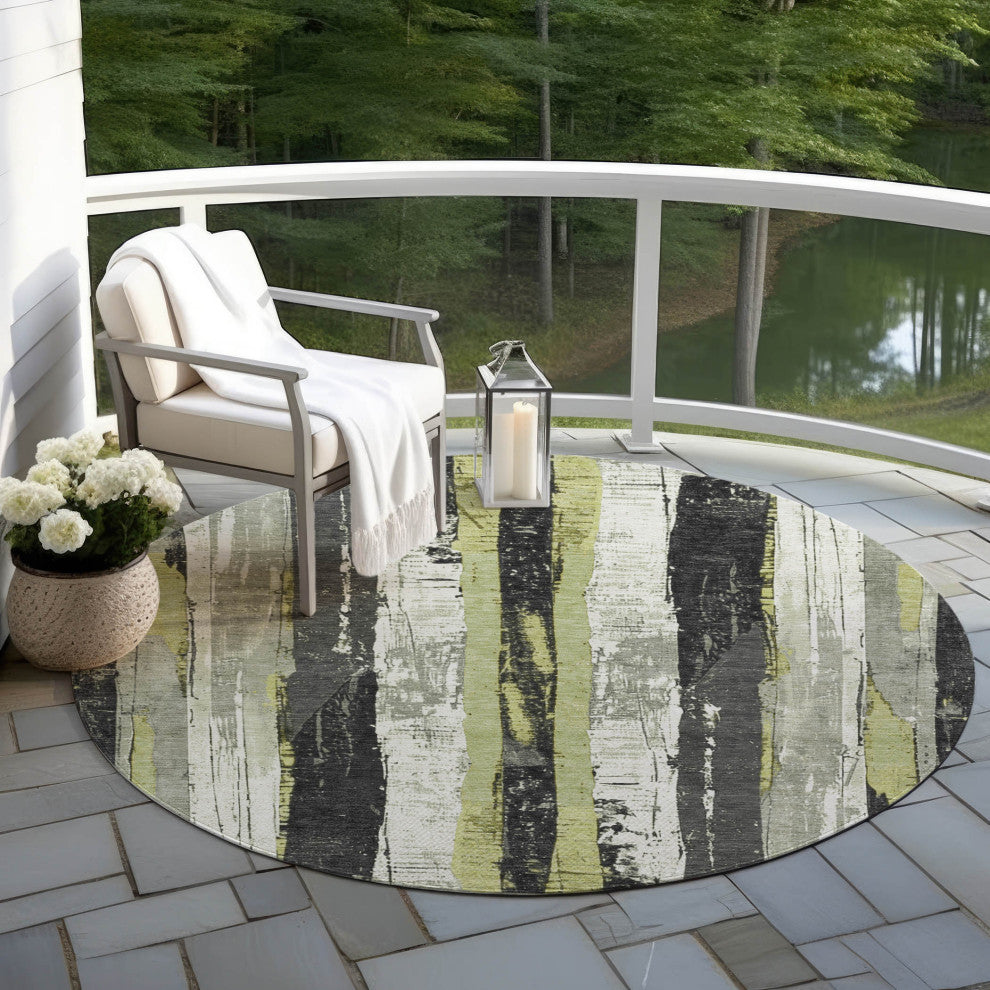 Machine Washable Indoor/Outdoor Chantille ACN1872 Aloe 8' x 8' Round Rug