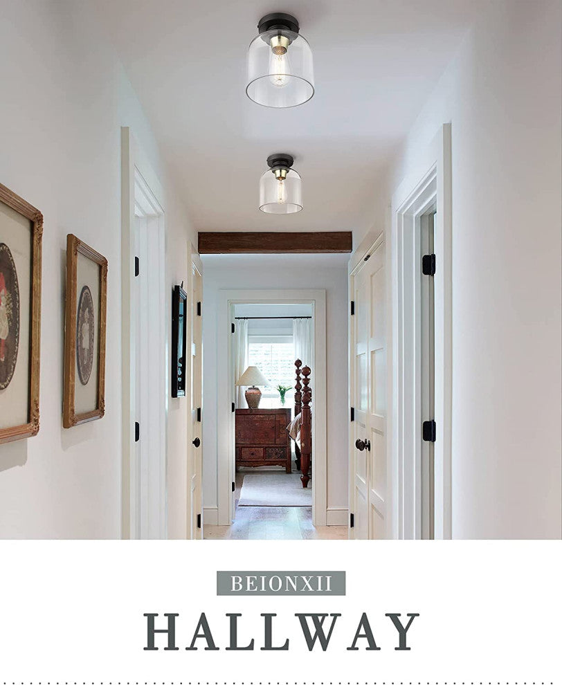 Black Semi Flush Mount Ceiling Light, Industrial